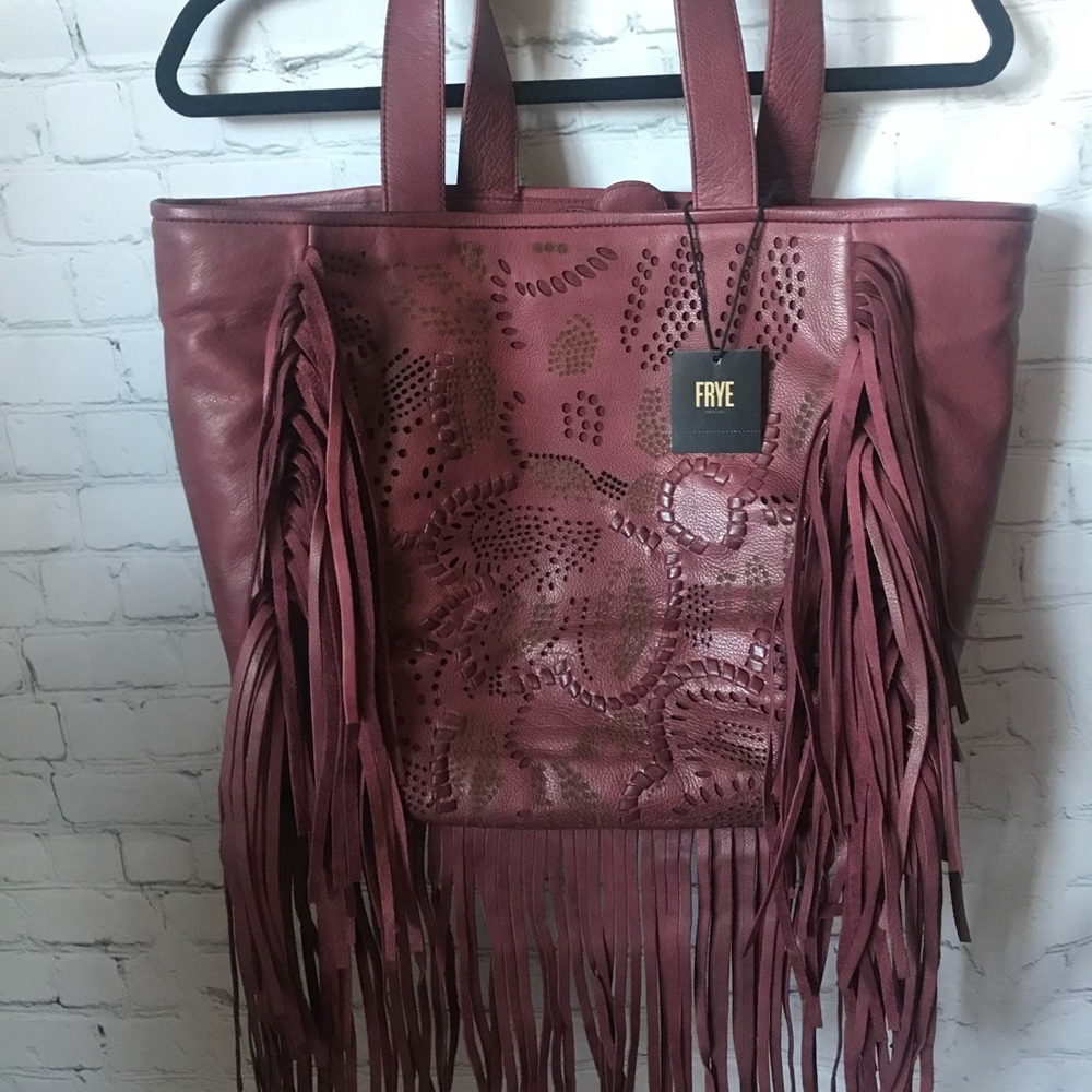 FRYE Vivian Leather Fringe Tote Bag - Picture 5 of 9